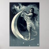 Jugendstil-Frau auf dem Halbmond Poster (Vorne)