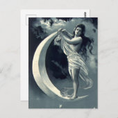 Jugendstil-Frau auf dem Halbmond Postkarte (Vorne/Hinten)
