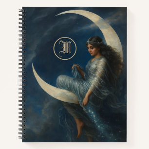 Jugendstil-Frau auf zunehmendem Mond Notizblock