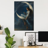 Jugendstil-Frau auf zunehmendem Mond Poster (Heimbüro)