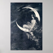 Jugendstil-Frau auf zunehmendem Mond Poster (Vorne)