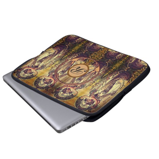 Jugendstil-Frau elegante Werbung Laptopschutzhülle (Vorne Knopf)