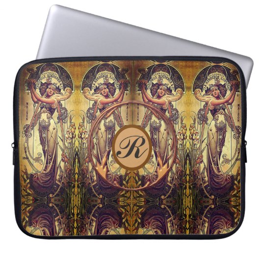 Jugendstil-Frau elegante Werbung Laptopschutzhülle (Vorderseite)