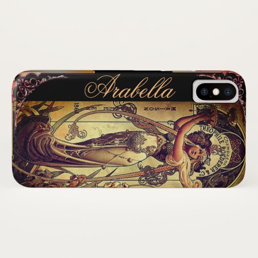 Jugendstil Frau elegante Werbung Scharnier Case-Mate iPhone Hülle (Rückseite (Horizontal))