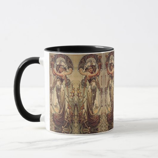 Jugendstil Frau elegante Werbung Scharnier Tasse (Links)