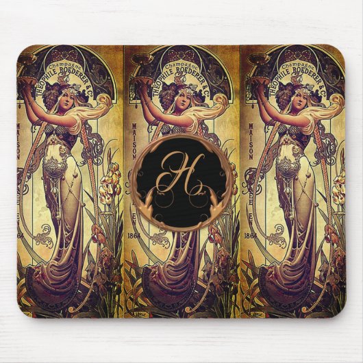 Jugendstil-Frau Hingre-Werbung Mousepad (Vorne)