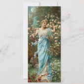 Jugendstil-Frau in Blume unter dem Halbmond Karte (Vorderseite)