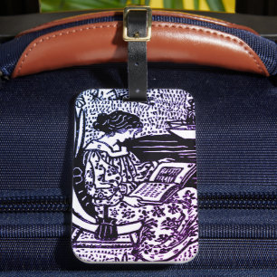 Jugendstil Frau liest  Gepäckanhänger