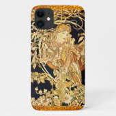 Jugendstil-Frau mit Blume, schwarz Case-Mate iPhone Hülle (Rückseite)
