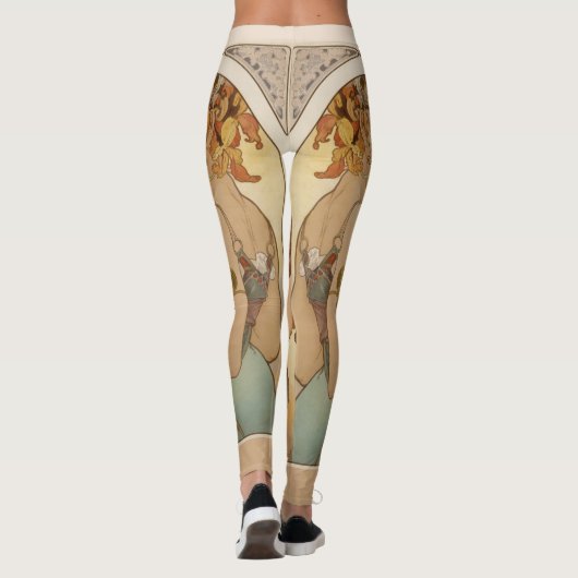 Jugendstil-Frau mit Frucht Alphonse Mucha Leggings (Rückseite)