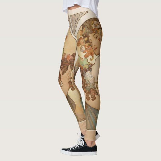 Jugendstil-Frau mit Frucht Alphonse Mucha Leggings (Links)