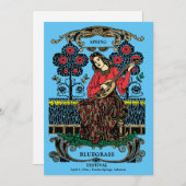 Jugendstil-Frau mit Gitarrenfestival Einladung (Vorne/Hinten)