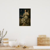 Jugendstil-Frau mit Klarinette und Halbmond Poster (Küche)