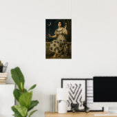 Jugendstil-Frau mit Klarinette und Halbmond Poster (Heimbüro)