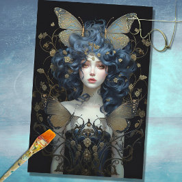 Jugendstil-Frau mit Moth 2 Decoupage Paper Seidenpapier