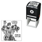 Jugendstil-Frau Reading in Bücherregalen Permastempel (Beispiel)