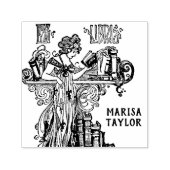 Jugendstil-Frau Reading in Bücherregalen Permastempel (Design)