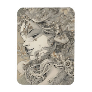 Jugendstil-Frauenporträt im Vintage-Stil Magnet