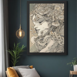 Jugendstil-Frauenporträt im Vintage-Stil Poster