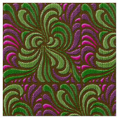 Jugendstil-Freie Wirbel - Grün und Magenta Stoff (Nahaufnahme)