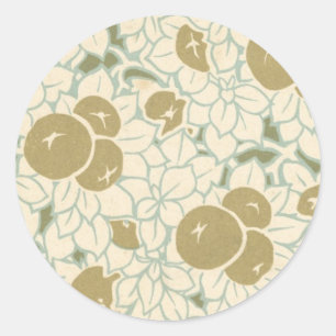 Jugendstil-Früchte und Blume Runder Aufkleber