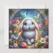 Jugendstil-Frühling Niedlich Whimsischer Osterhase Feiertagskarte (Vorderseite)