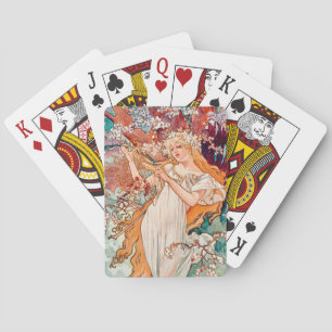 Jugendstil Frühling von Alphonse Mucha Spielkarten