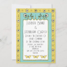 Jugendstil-Frühlingsleuchten und Schmetterlinge Einladung