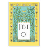 Jugendstil-Frühlingsleuchten und Schmetterlinge Tischnummer (Vorderseite)