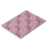 Jugendstil-Fuchs-Damaskus-Waldmuster in Rosa Notizblock (Linke Seite)