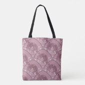 Jugendstil-Fuchs-Damaskus-Waldmuster in Rosa Tasche (Rückseite)