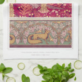 Jugendstil-Fuchs Fasan Foxglove verneuil rot Geschirrtuch (Gefaltet)