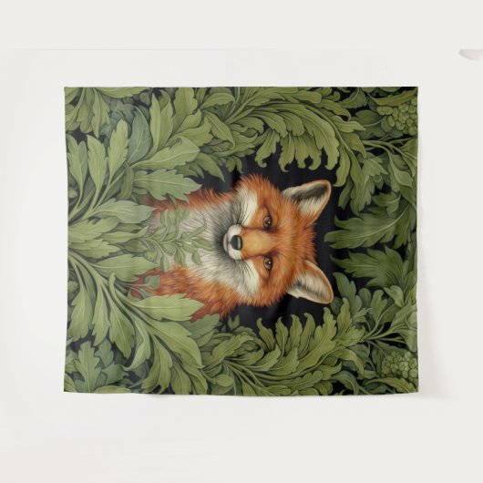 Jugendstil-Fuchs im Wald Wandteppich (Vorderseite (Horizontal))