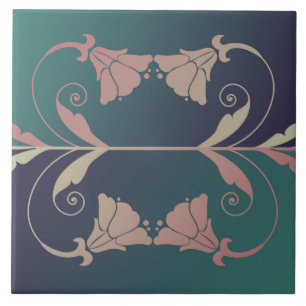 Jugendstil-Fuschia-Blume Fliese
