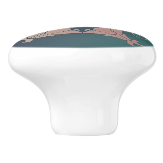 Jugendstil-Fuschia-Blume Keramikknauf (Seitenansicht)