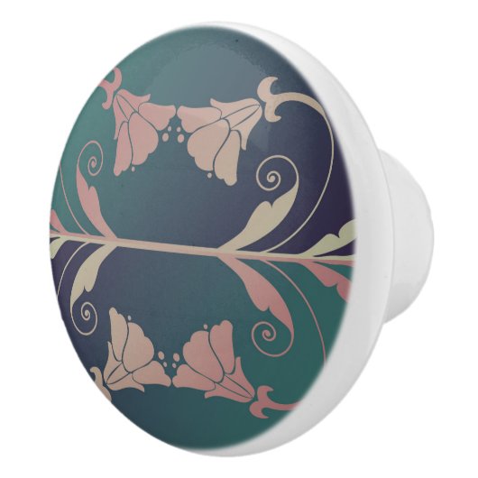 Jugendstil-Fuschia-Blume Keramikknauf (Rechts)