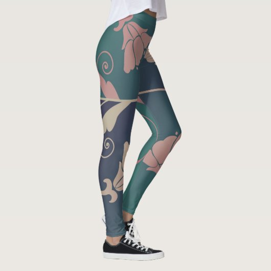 Jugendstil-Fuschia-Blume Leggings (Rechts)