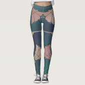 Jugendstil-Fuschia-Blume Leggings (Vorderseite)