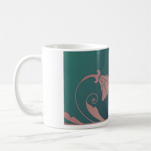 Jugendstil-Fuschia-Blume Rosa-Grün Kaffeetasse (Links)