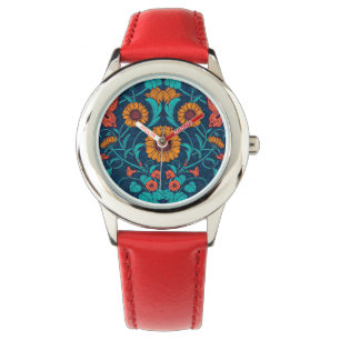 Jugendstil-Gänge in blau und gelb Armbanduhr