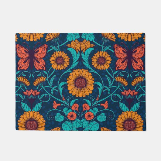 Jugendstil-Gänge in blau und gelb Fußmatte (Vorderseite)