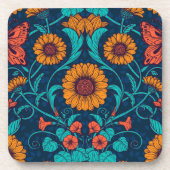 Jugendstil-Gänge in blau und gelb Getränkeuntersetzer (Vorderseite)