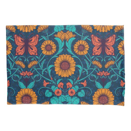 Jugendstil-Gänge in blau und gelb Kissenbezug (Vorderseite)