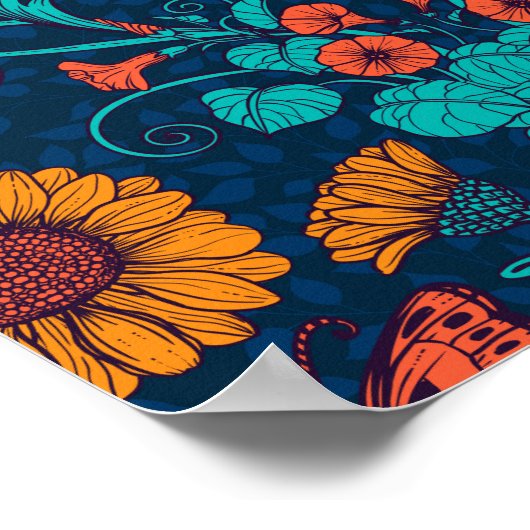 Jugendstil-Gänge in blau und gelb Poster (Ecke)