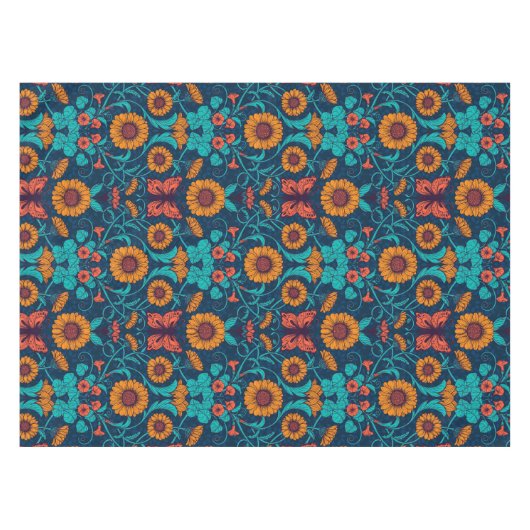 Jugendstil-Gänge in blau und gelb Tischdecke (Vorderseite (Horizontal))