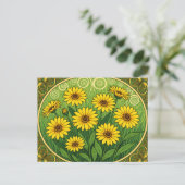 Jugendstil-Gänseblümchen Postkarte (Stehend Vorderseite)