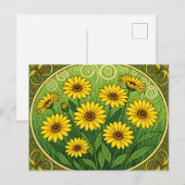 Jugendstil-Gänseblümchen Postkarte (Vorne/Hinten)