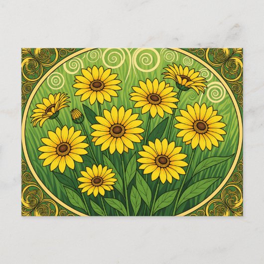 Jugendstil-Gänseblümchen Postkarte (Vorderseite)