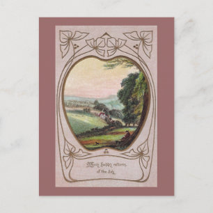 Jugendstil-Geburtstags-Tal-Vignette Postkarte