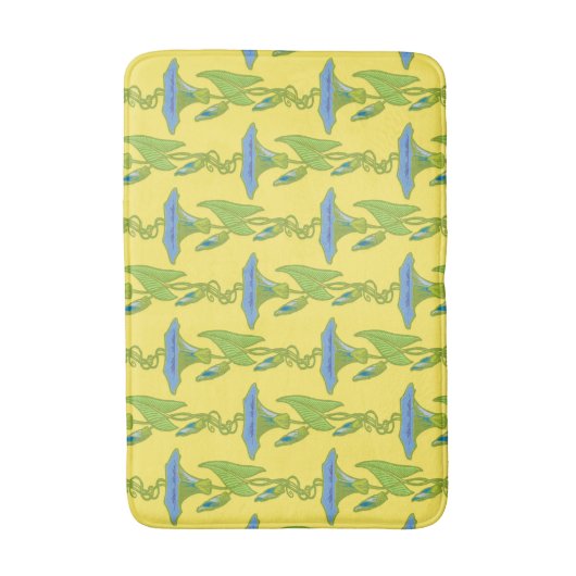 Jugendstil-Gelbe Ipomoea-Tapete Badematte (Vorderseite Vertikal)